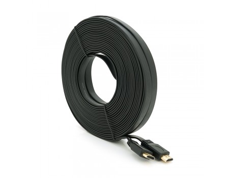 Кабель Merlion HDMI-HDMI 20m, v1.4, плоский Black, (Пакет), Q30