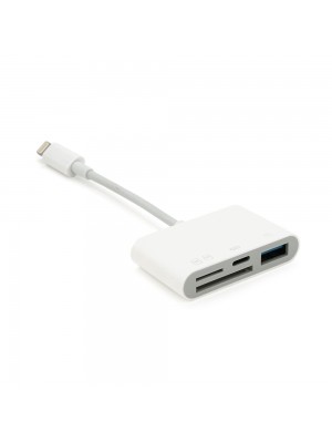 Переходник JH-0512 Lighting(M) => Lighting(F)/USB3.0/micro SD/Type C, White, Box