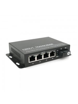 4х портовый медиаконвертор ONV-0110S-SCX-S4-A, 4*100М RJ45 + 1*SC порт ( single mode single fiber,1310/1550nm, 20km )