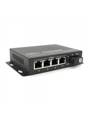 4х портовый медиаконвертор ONV-0110S-SCX-S4-B, 4*100М RJ45 + 1*SC порт ( single mode single fiber,1310/1550nm, 20km )