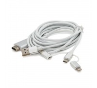 Конвертер MHL Type-C/Micro/Lighting (папа) + USB (папа) => HDMI(папа) 1.8м, Black, 4K/2K, BOX