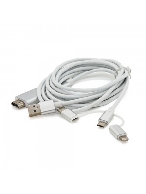 Конвертер MHL Type-C/Micro/Lighting (папа) + USB (папа) => HDMI(папа) 1.8м, Black, 4K/2K, BOX