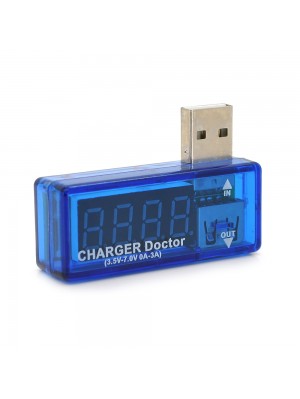 USB тестер Charger Doctor напряжения (3-7.5V) и тока (0-2.5A) Blue, загнутый