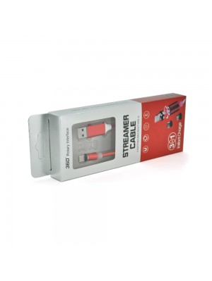 Магнітний кабель світиться USB 2.0/Type-C, 1m, 2А, RED, OEM