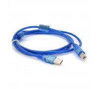 Кабель USB 2.0 AM/BM, 1.5m, 2 феррита, прозрачный