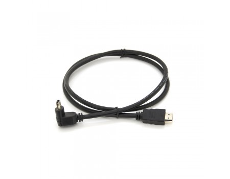 Кабель Merlion HDMI-HDMI  1.0m, v1.4, OD-7.5mm, круглый Black, коннектор Black 90° угловой