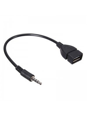 Перехідник USB2.0(F)=> Jack 3.5(M) Stereo, 0,3м, Black, OEM