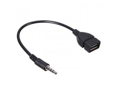 Перехідник USB2.0(F)=> Jack 3.5(M) Stereo, 0,3м, Black, OEM