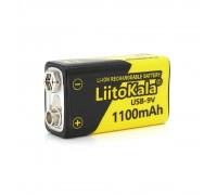 Аккумулятор LiitoKala 9V/1100mAh, крона, USB выход,NiMH Rechargeable Battery, 4 штуки в блистере цена за штуку