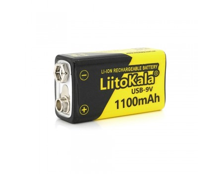 Аккумулятор LiitoKala 9V/1100mAh, крона, USB выход,NiMH Rechargeable Battery, 4 штуки в блистере цена за штуку