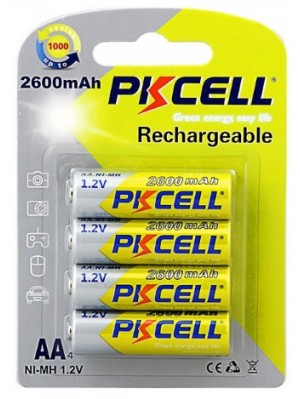 Аккумулятор PKCELL 1.2V AA 2600mAh NiMH Rechargeable Battery, 4 штуки в блистере цена за блистер, Q12