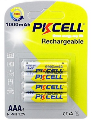 Аккумулятор PKCELL 1.2V AAA 1000mAh NiMH Rechargeable Battery, 4 штуки в блистере цена за блистер, Q12