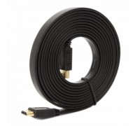 Кабель Merlion HDMI-HDMI 5.0m, v1.4, плоский Black, (Пакет), Q100