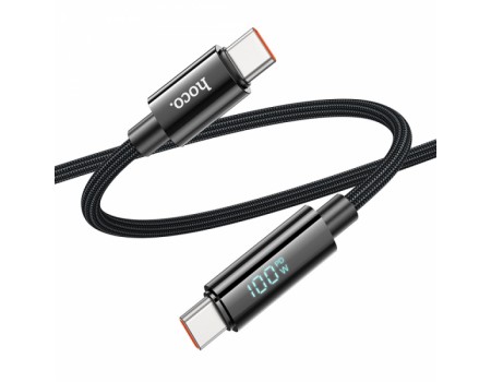 PD Кабель HOCO U125 Benefit 100W charging data cable with display Type-C to Type-C 1,2m. Черный