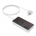 Сетевой фильтр HOCO AC8A на 3 розетки + 3 USB+USB-C, 30W, 220В, кабель 1,5м, Black/White, Box