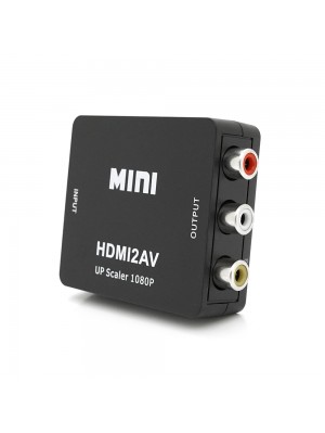 Конвертер Mini, HDMI to AV, ВИХІД 3RCA(мама) на ВХІД HDMI(мама), 720P/1080P, Black, BOX