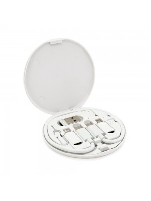 Кабель Data Cable Set, Type-C-Type-C+ перехідники (USB+Lighting+Micro), 60W, White, довжина 0.2м, Case