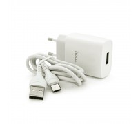 Набір СЗУ 110-240V HOCO C72A+ кабель Type-C, 1xUSB, 2.4A, кабель 1м, White, Blister