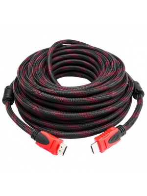 Кабель LogicPower (LP2770) HDMI-HDMI, v1.4, 15м, черный с красным