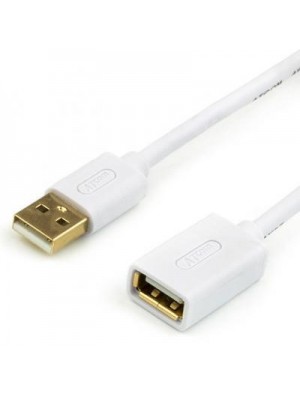 Кабель Atcom (13425) USB 2.0 AM/AF, 1.8 м, білий + Gold plated, блістер