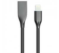 Кабель PowerPlant USB-Lightning, 1м, силікон, Black (CA911790)