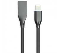 Кабель PowerPlant USB-Lightning, 1м, силикон, Black (CA911790)