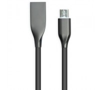 Кабель PowerPlant USB-microUSB, 2м, силикон, Black (CA911233)