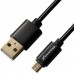 Кабель Grand-X USB-microUSB 2.1A, 1м, CU, защита - метал. оплетка, Black (MM-01B), упаковка гифтбокс  с окном