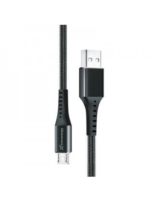 Кабель Grand-X USB-microUSB, 3A, 1.2м, Fast Сharge, Black (FM-12B)