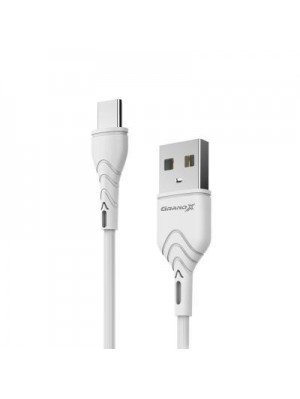 Кабель Grand-X USB-USB Type C, Cu, 3A, 1м, Fast Сharge, White (PC-03W)