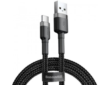 Кабель Baseus cafule Cable USB For Type-C 2A 3m Gray + Black