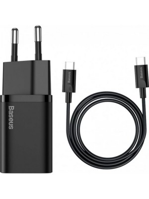 Зарядний пристрій 1Type-C Baseus Super Si 25W + Cable Type-C to Type-C 1m (TZCCSUP-L01) Black