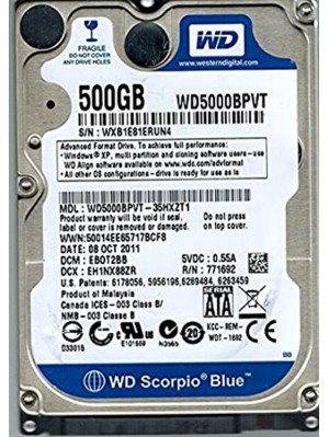 HDD 2.5" SATA  500GB WD Scorpio Blue 5400rpm 8MB (WD5000BPVT)