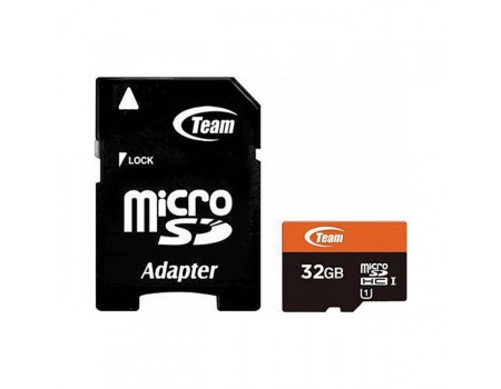 MicroSDHC 32GB UHS-I Class 10 Team + SD-adapter (TUSDH32GUHS03)