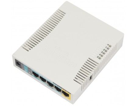 Бездротовий маршрутизатор MikroTik RB951Ui-2HND (N300, 600MHz/128Mb, 5х100Мбіт, 1хUSB, 1000mW, PoE in, PoE