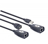 Кабель Cablexpert UAE-30M Подовжувач USB2.0 за витою парою, до 30 м, чорний