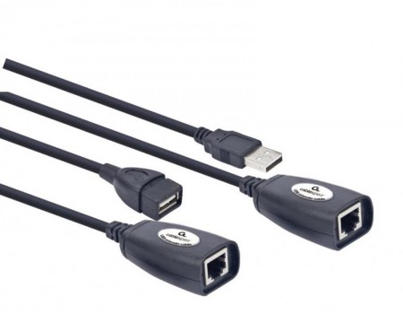 Кабель Cablexpert UAE-30M Подовжувач USB2.0 за витою парою, до 30 м, чорний
