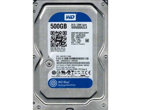 HDD SATA  500GB WD Blue 7200rpm 32MB (WD5000AZLX) Refurbished