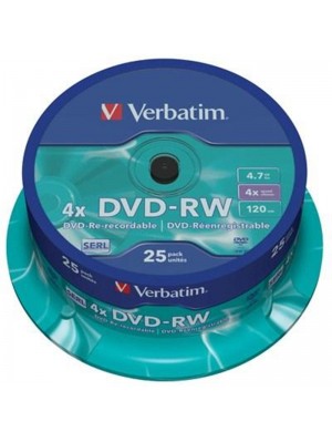 DVD-RW Verbatim (43639) 4.7GB 4x Cake, 25 шт Silver