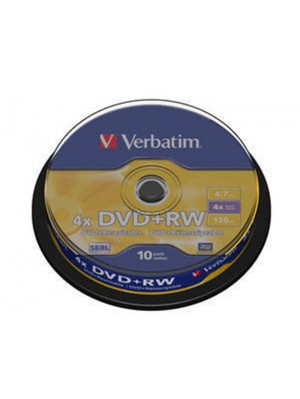 DVD+RW Verbatim (43488) 4.7GB 4x Cake, 10шт Silver