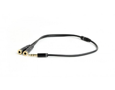 Аудіо-кабель Cablexpert (CCA-415M-0.1M), 3.5м - 2х3.5м, 0.1 м, чорний