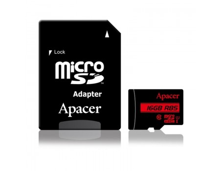 MicroSDHC 16GB UHS-I Class 10 Apacer + SD adapter (AP16GMCSH10U5-R)