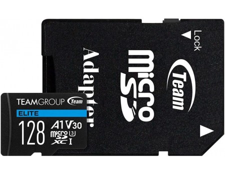 MicroSDXC 128GB UHS-I/U3 Class 10 Team Elite + SD-адаптер (TEAUSDX128GIV30A103)