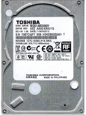 HDD 2.5" SATA  500GB Toshiba 5400rpm 8MB (MQ01ABD050V)