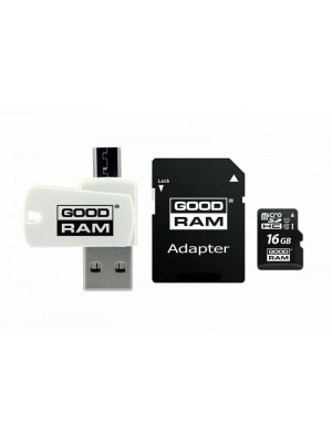 MicroSDHC 16GB UHS-I Class 10 Goodram + SD-adapter + OTG Card reader (M1A4-0160R12)