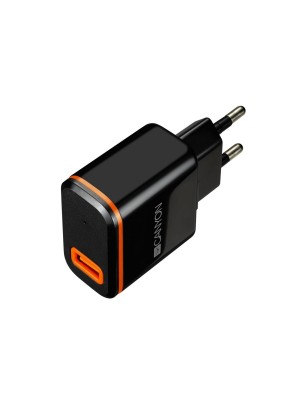 Сетевое зарядное устройство Canyon (1USB, 2.1A) Black/Silver (CNE-CHA042BO) + кабель USB Type C