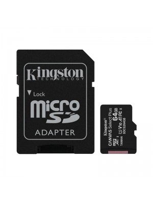 MicroSDXC 2x64GB UHS-I Class 10 Kingston Canvas Select Plus R100MB/s + SD-адаптер (SDCS2/64GB-2P1A)