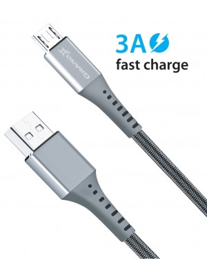 Кабель Grand-X USB-microUSB, 3A, 1.2м, Fast Сharge, Grey (FM-12G)