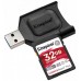 SDHC  32GB UHS-II/U3 Class 10 Kingston Canvas React Plus SDR2 R300/W260MB/s + USB-кардридер (MLPR2/32GB)
