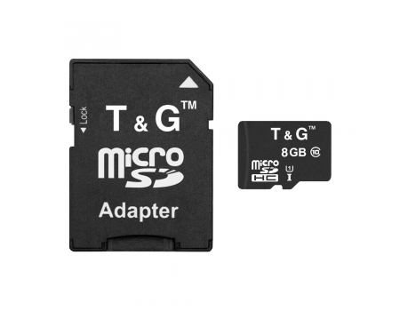 MicroSDHC   8GB UHS-I Class 10 T&G + SD-adapter (TG-8GBSD10U1-01)